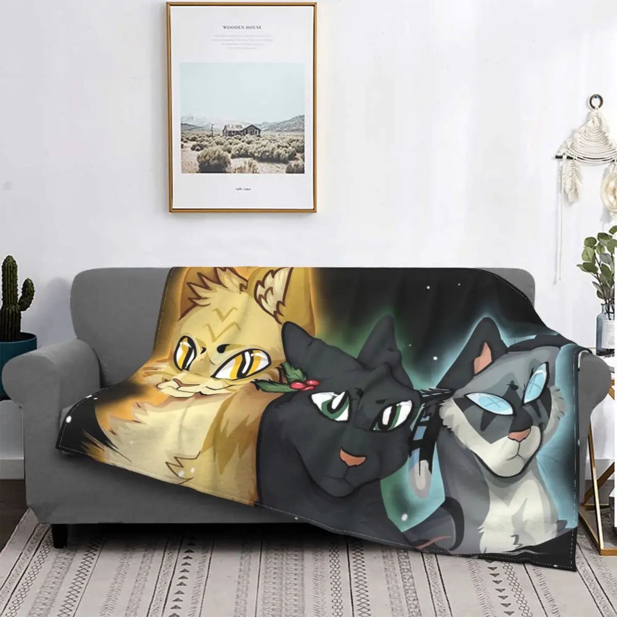 

Power Of Three-colcha a cuadros para cama, manta Kawaii, 150