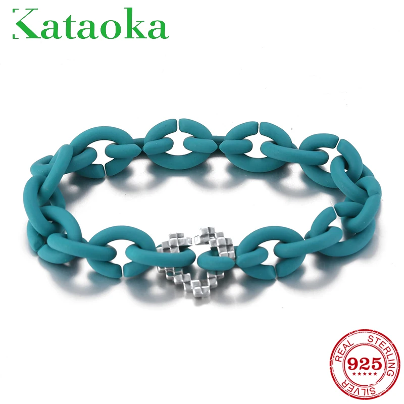 Lake blue жесткий резиновый мужской браслет с высококачественными бусинами в форме