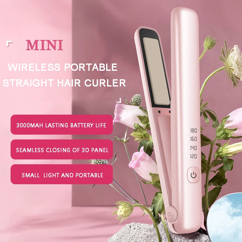 

USB Rechargeable Curling Iron Wireless Direct-Curling Dual-Purpose Portable Four-Speed Temperature Regulating Hair Straightener