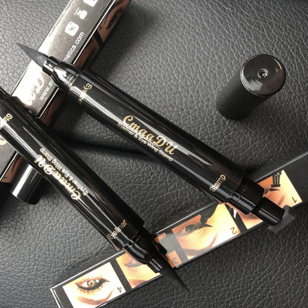 

1 PCs Double-ended Liquid Eyeliner Big Small Eyeliner Stamp Waterproof Long Lasting Black Eye Liner Pencil Women Eye Makeup Pen