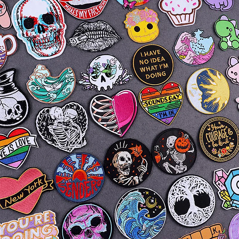 Милые вышитые нашивки в стиле панк с черепом для одежды хиппи металлические