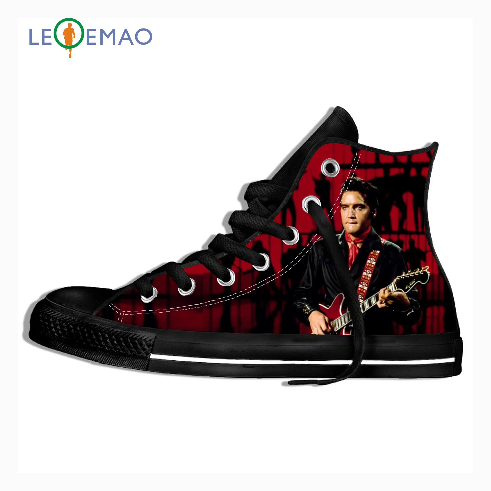 

Classic Elvis Presley High Top Canvas Shoes Casual Lace-up Shoes For Ladies Autumn Female Canvas White Black Shoes White Black