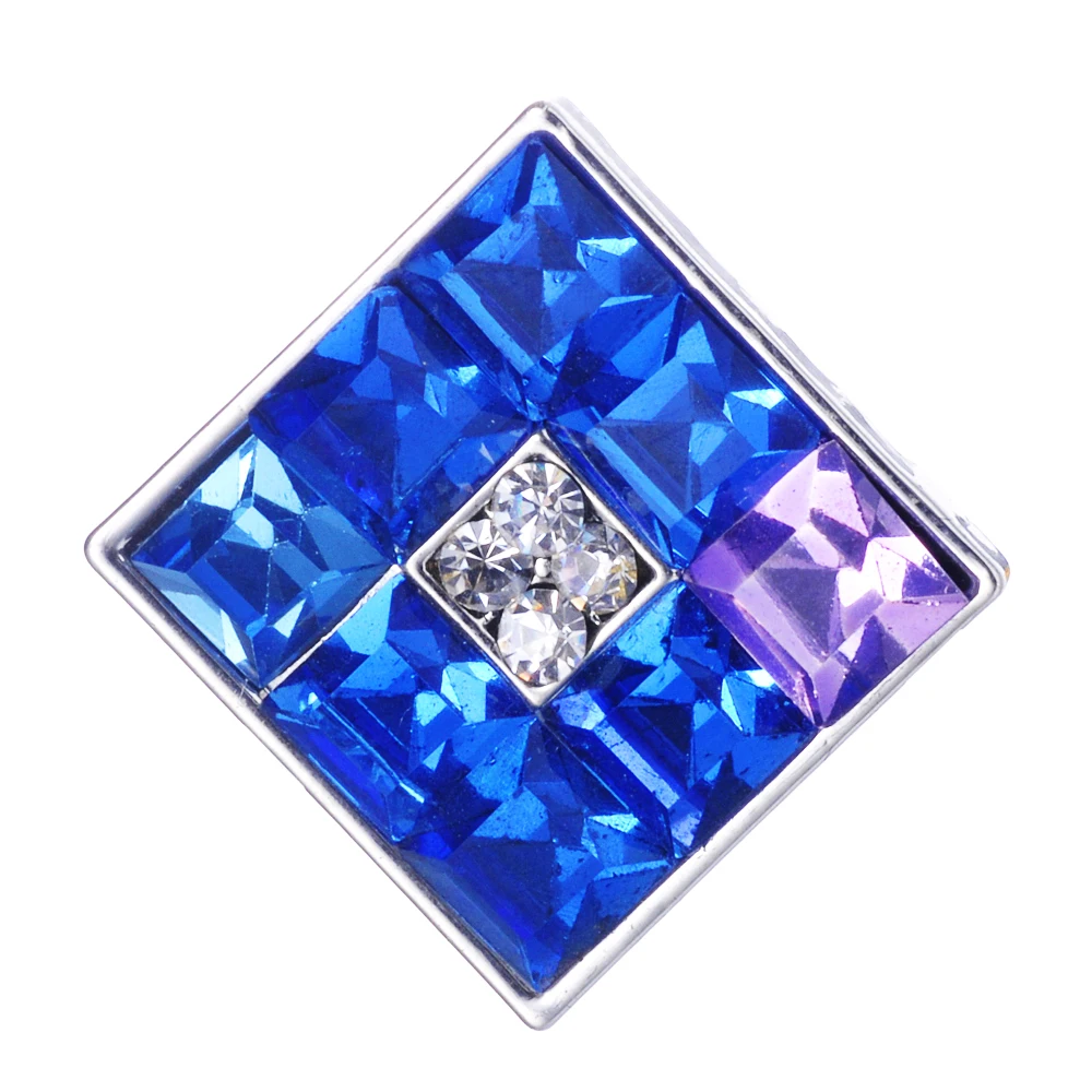 

4 Colors 18mm Square Shape Pink Rhinestone Crystal Snap Buttons Fit Snap Charms Bracelets Neckalces Jewelry VN-2106
