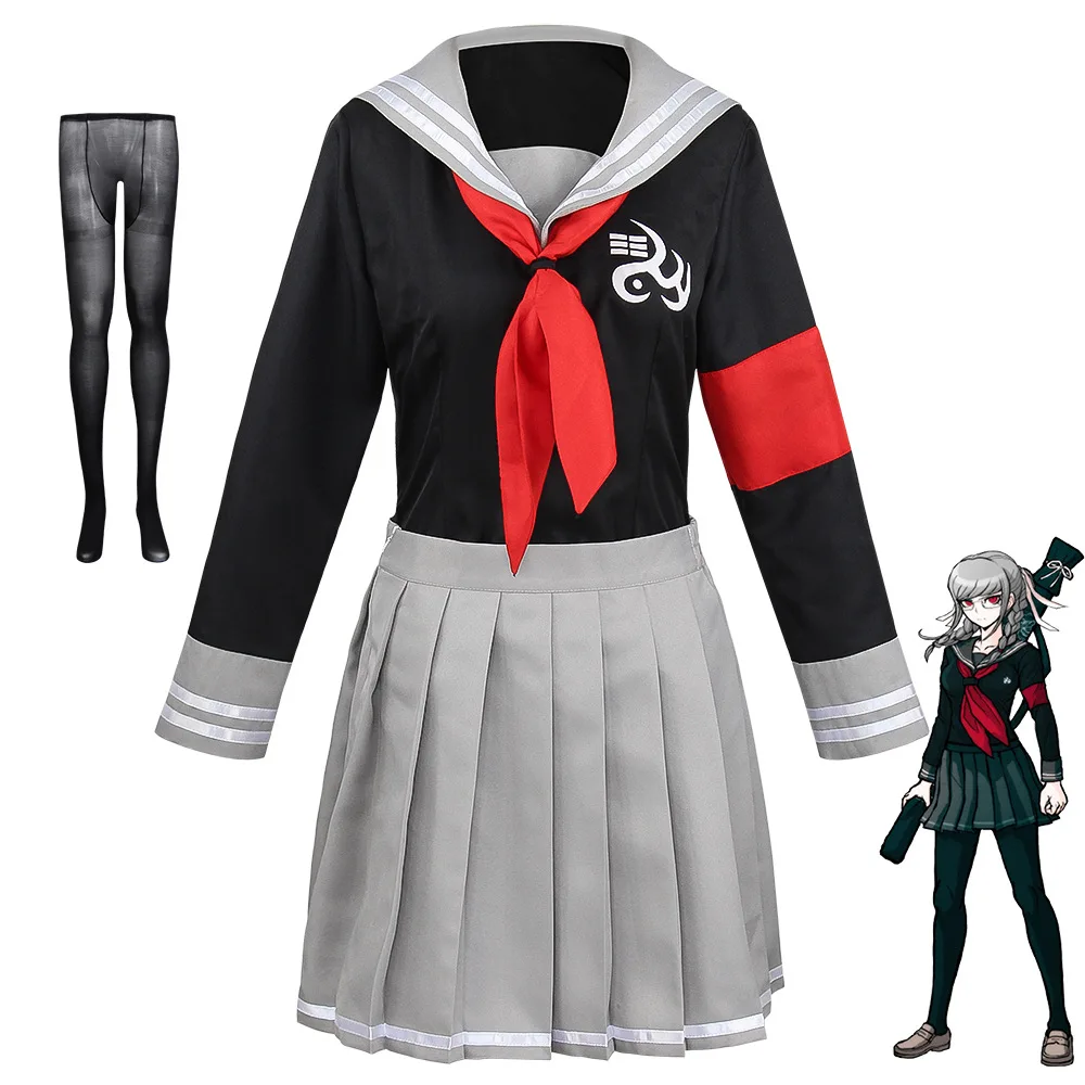 

Anime Peko Pekoyama Cosplay Costume Danganronpa Dress Girl Women Tops Skirt Set School Uniforms