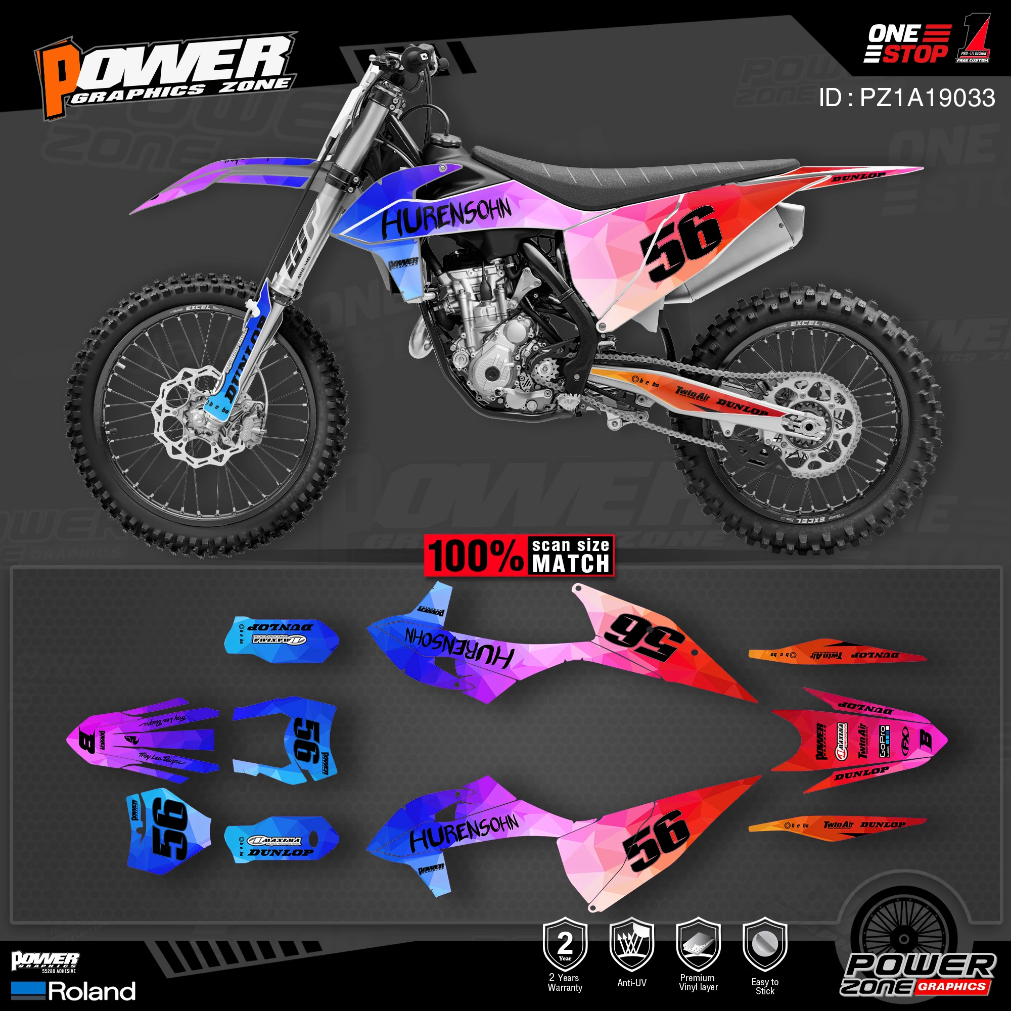 Персонализированные графические фоны PowerZone Team Набор наклеек для KTM SX SXF MX 19-20 EXC XCW