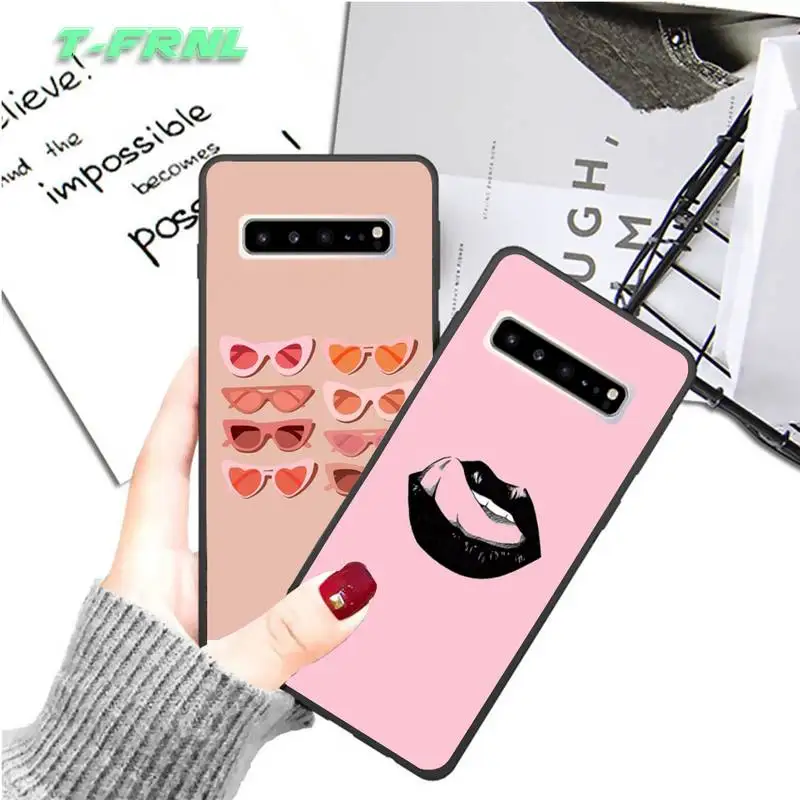 Красные губы милый Футляр для солнцезащитных очков coque fundas samsung galaxy S10 E S20 ультра S8