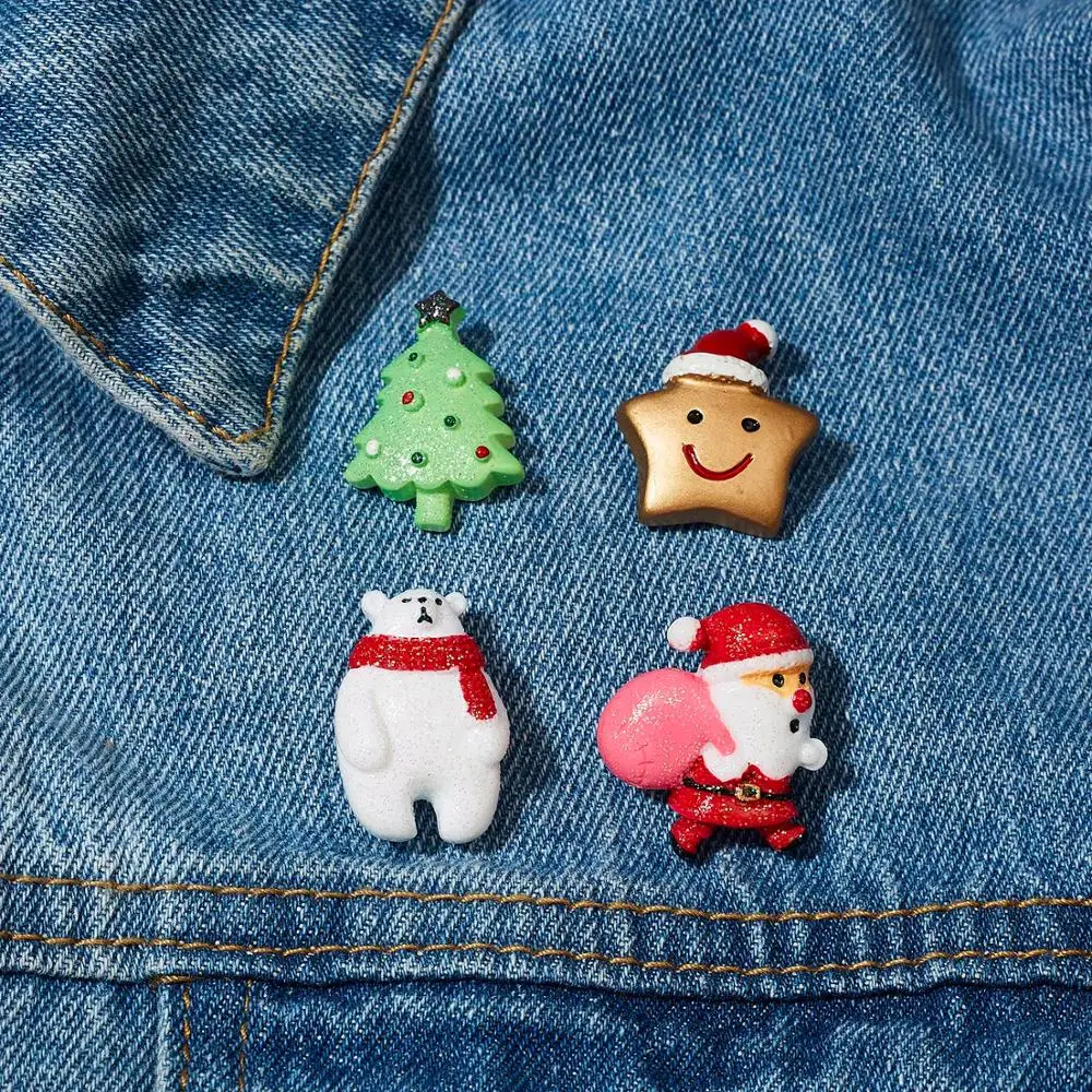 

Rinhoo New Year Xmas Brooch Sets Cute Santa Claus Elk Crutch Snowman Gift Box Hat Tree Gloves Star Bear Creative Christmas Gifts