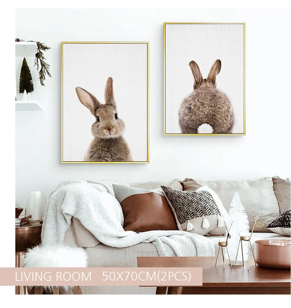 Кролик BunnyTail лесной животный детский Декор цветок холст картина девушки плакат печать стены Искусство картина Детская комната Домашний декор