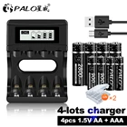 Литий-ионная аккумуляторная батарея palo1.5в AA + AAA, литиевые батареи AAaaa для часов, игрушек и 1,5 в, литий-ионное зарядное устройство