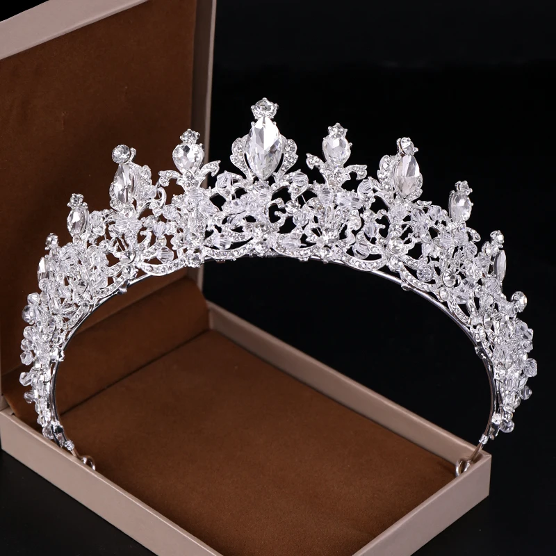 Silver AiliBride свадебная тиара в стиле барокко с кристаллами, свадебная диадема, королевские серебряные стразы, Женские Ювелирные украшения для волос, аксессуары - Окраска металла: Silver