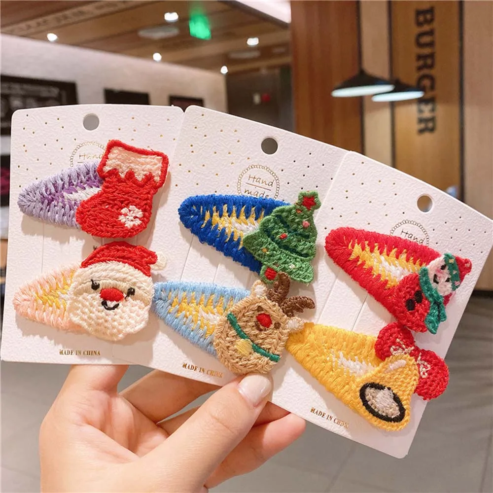 

Baby Hair Accessories Knitted BB Clip Girls Hairpin Headdress Korean Princess Christmas Children's Hair Clip