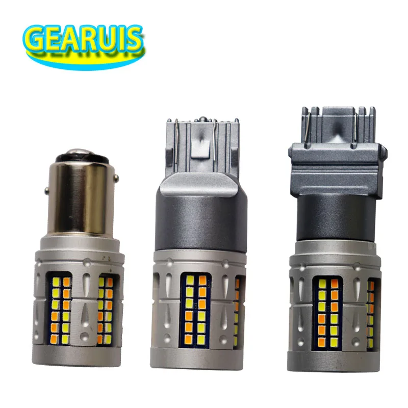 Двухцветные Автомобильные Светодиодные поворотники 1157 bay15d 72 SMD 2016 3 6 W 7443 W21/5W 3157 DRL
