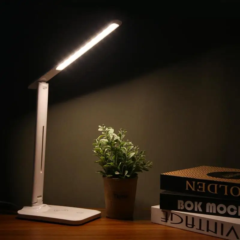 

5W/10W Table Lamps Touch QI Wireless Charging White Modern Tabel Lamp 28LED USB Office Computer Desk Bed Study Desk Light