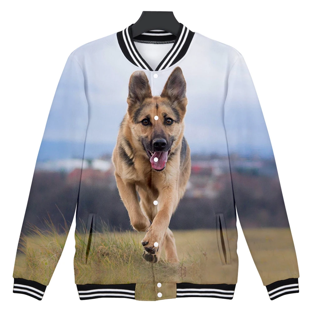 3D куртка немецкая овчарка бейсбольная для мужчин/женщин Осень/Зима Повседневная