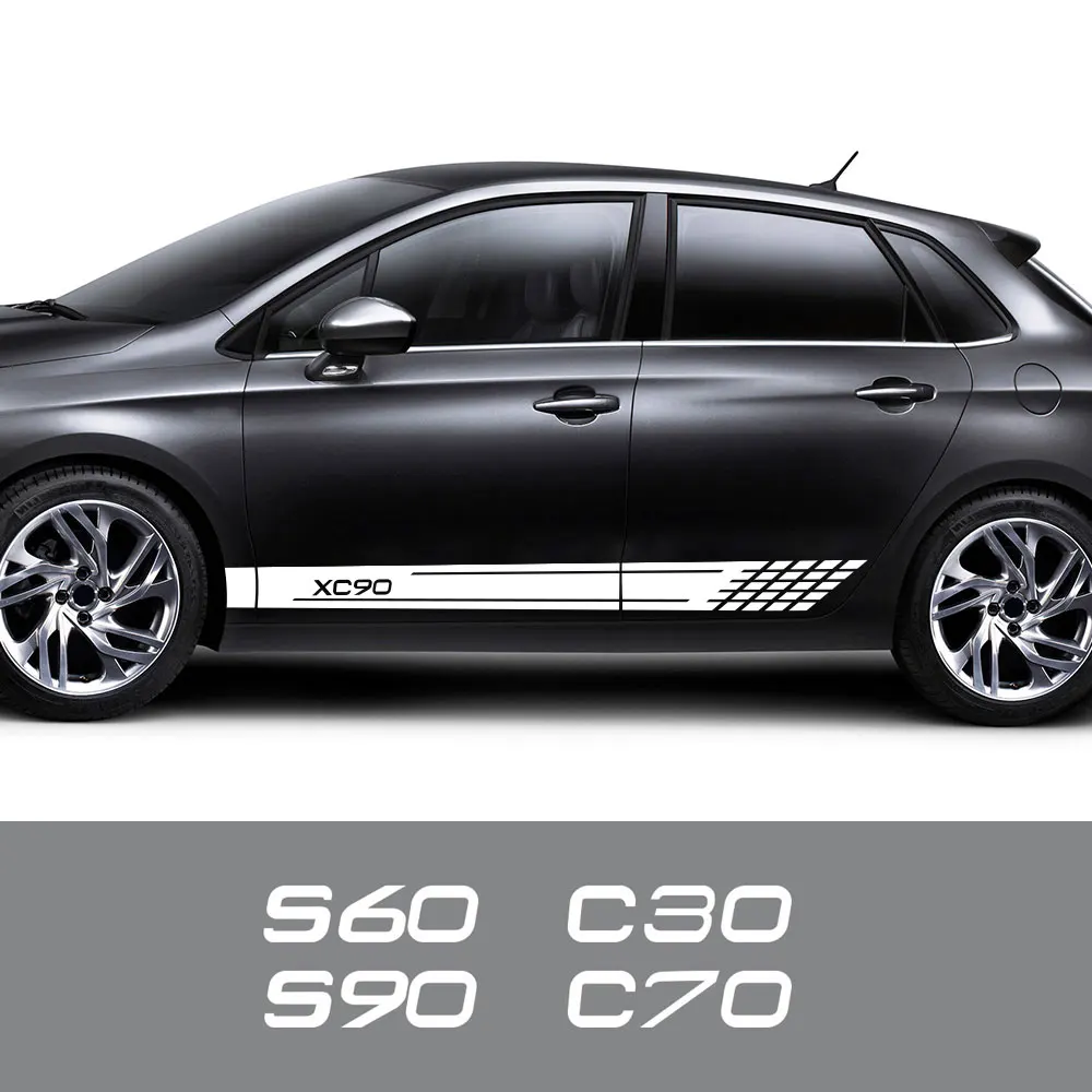 Наклейки на боковые полосы двери автомобиля 2 шт. аксессуары для Volvo AWD C30 C70 S40 S60 S80