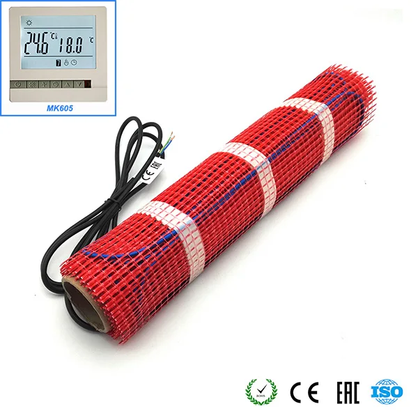 With MK605 Minco Heat 20 м x 50 см электрическая напольная плитка с подогревом, Wi-Fi термостат для подогрева пола теплая подстилка - Цвет: With MK605
