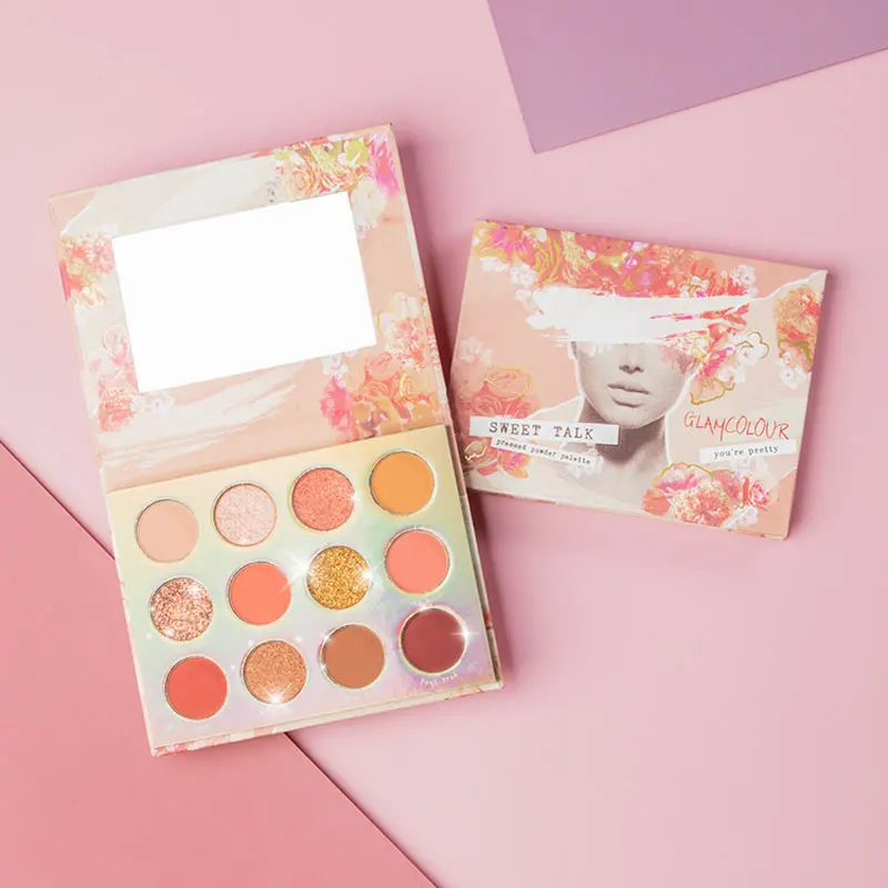 Glamcolor 12 цветов тени для век палитра блестящие мерцающие микро вспышки матовые