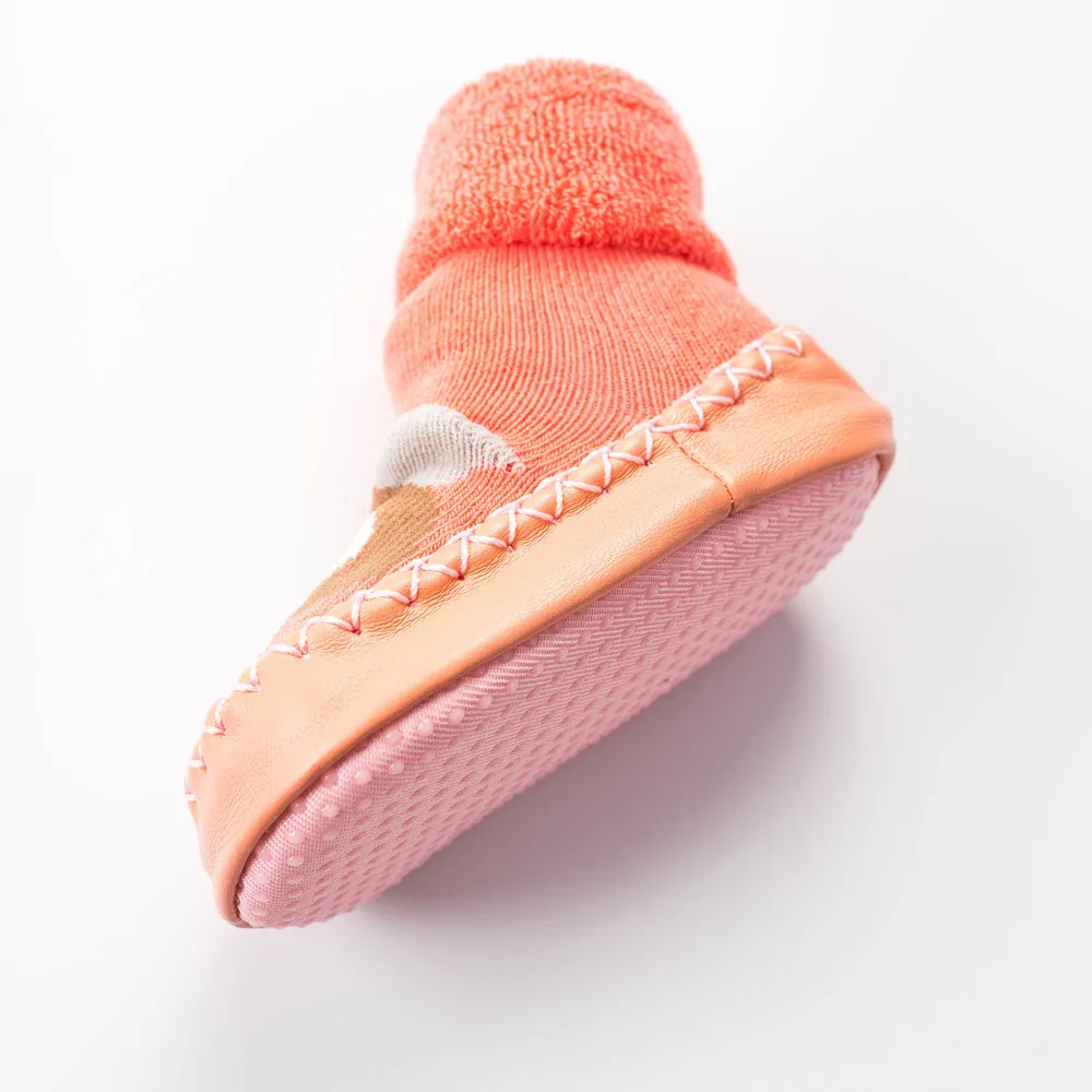 Осенне-зимние детские носки с резиновой обувкой Мультяшные для младенцев