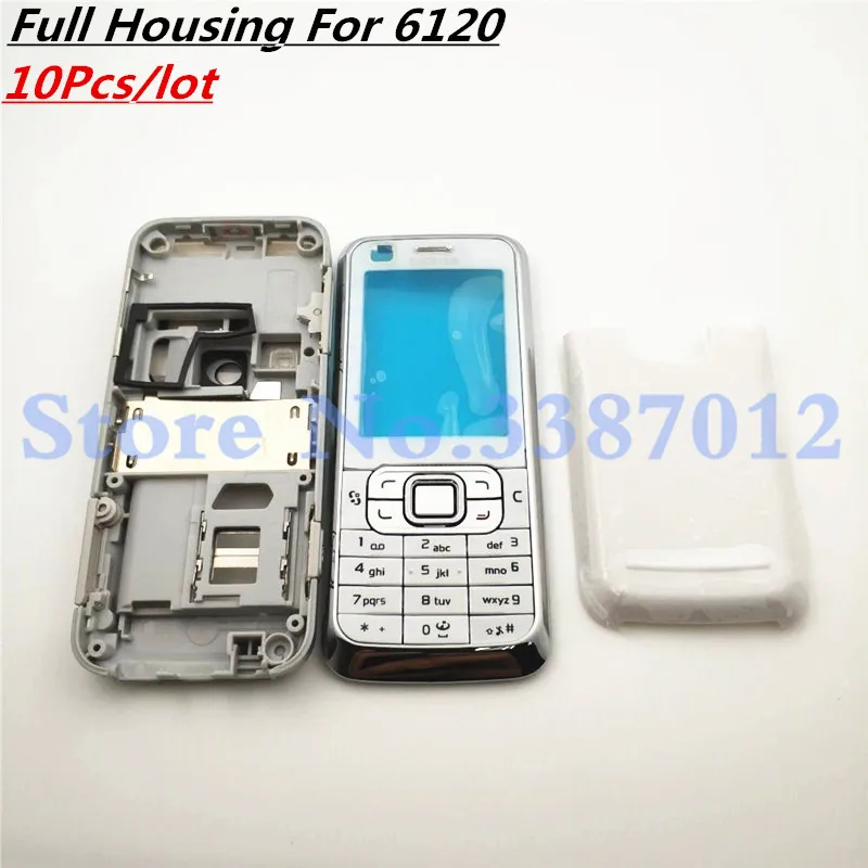 

10Pcs/lot Battery Back Cover Housing For Nokia 6120 6120c Full Housing Cover Door Frame + Battery Back cover+ English Keypad