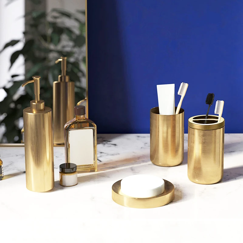 

Bathroom Accessories Set Brush Gold Soap Dispenser Soap Dish Toothbrush Holder Gargle Cup Toilet Brush Holder Bathroom hardware