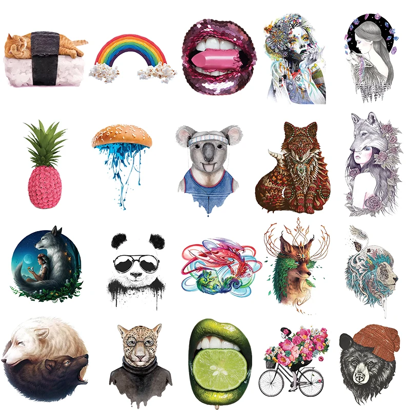 Ананас панда радужные губы Смешанная наклейка в форме животных на патчи для