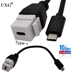 Переходник USB 3,1 Type-C, штекер (гнездо)-гнездо, переходник для гнезда миниджек вставки, Удлинительный разъем для настенной розетки