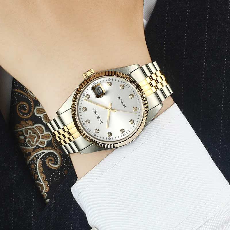 Мужские наручные часы мужские лучший бренд роскошные BORONG из нержавеющей стали