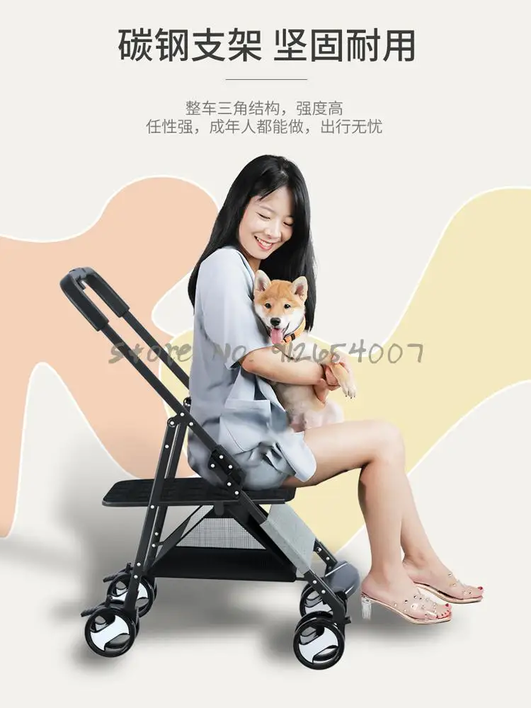 Pet cart light foldable cat out dog Teddy corky DOG STROLLER small |
