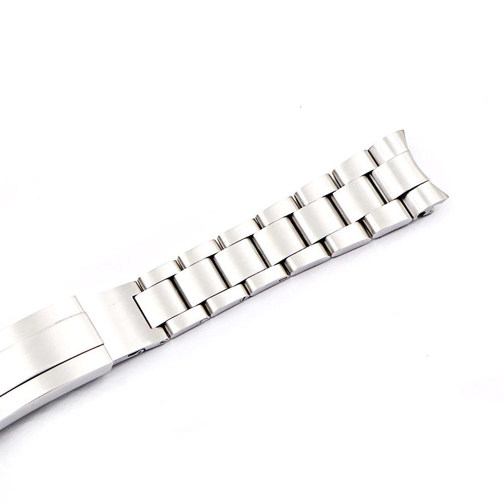 

CARLYWET 20 21mm Silver Solid Curved End Steel Screw Links Watch Band Bracelet Glide Flip Lock Clasp For Rolex Oyster Deepsea