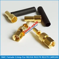 10x pcslot high quality rf connector smc female window crimp for rg316 rg174 rg179 lmr100 cable jack gold plated coaxial