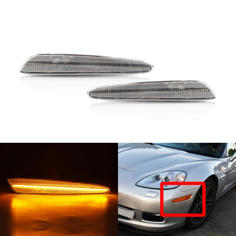 

Подходит для Chevrolet Chevy Corvette C6 2005-2013 передние желтые светодиодные фонари для боковых габаритных огней