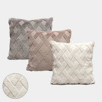 square shaggy velvet pillow cases plush home decorative throw waist cushion cover soft solid color bed sofa pad case decor d30