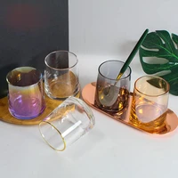 glass colorful water glass home thick bottomed whiskey glass lemon cup handmade colorful wind net red shot glasses set