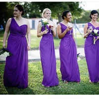 purple bridesmaid dress one shoulder pleat sleeveless floor length charming formal evening gown long robe new custom made