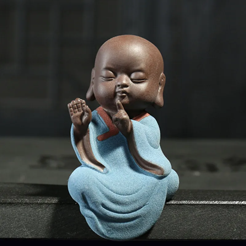 Будда ручной работы монахи статуи чай питомец фиолетовый песок Буда монах
