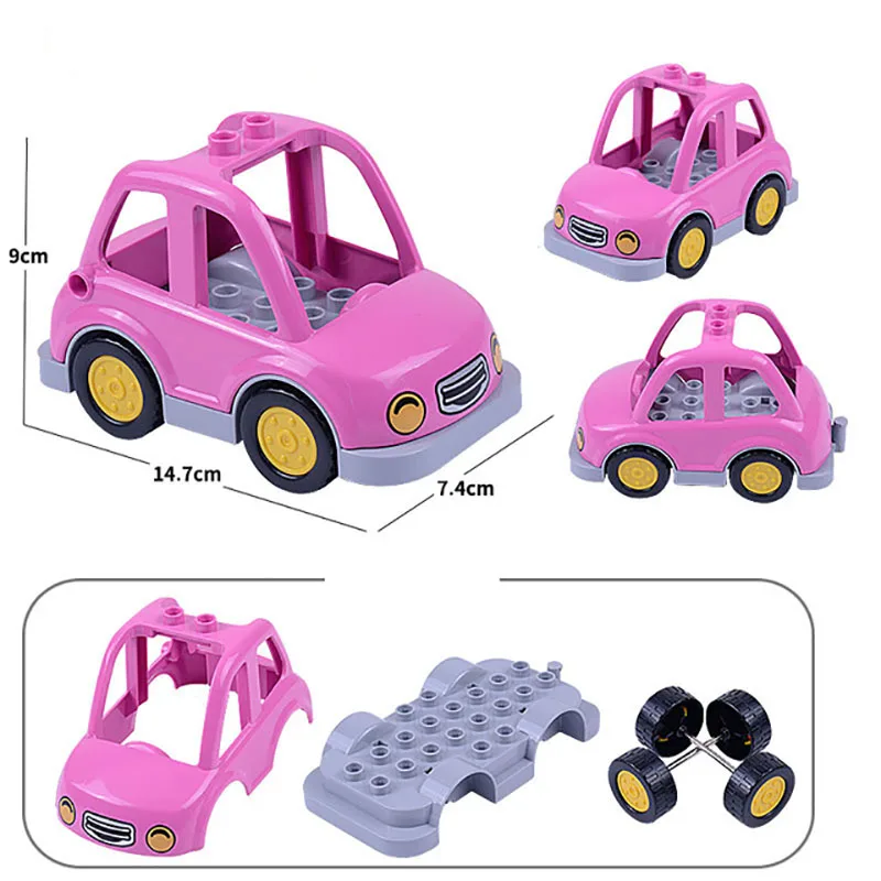 Большой кирпич город с изображением мультяшного автомобиля трейлер грузовик