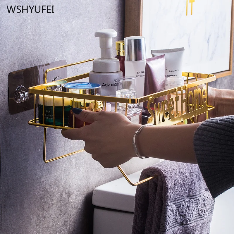 WSHYUFEI ванная комната Пробивной Бесплатный душ полка Золотой кованого железа