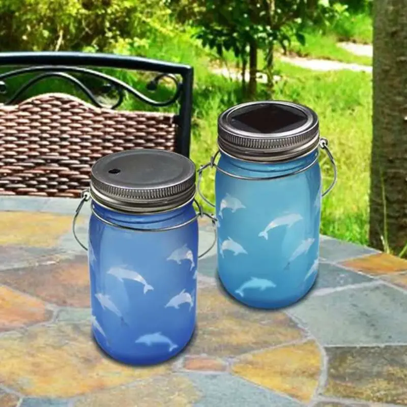 Стеклянный подвесной светильник в виде дельфина на солнечной батарее