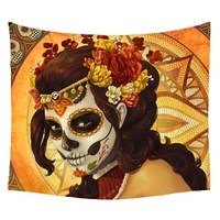 day of the dead sugar skull women anime wall hanging tapestry