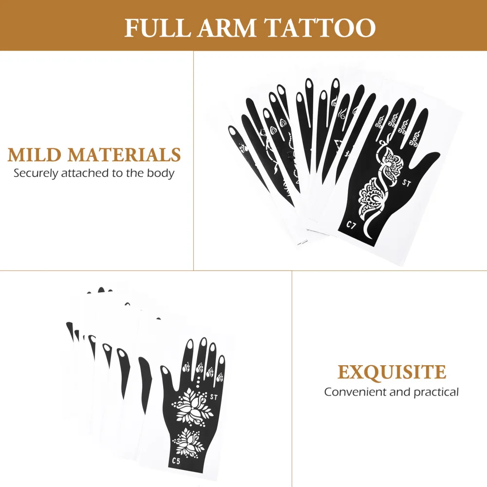 

8 Pairs DIY Tattoos Stencils Hands Tattoos Templates Decorative Tattoos Template