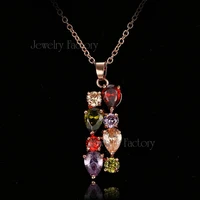 fashion design shiny rose gold color pendants crystal zirconia sweet monalisa necklaces for women jewelry