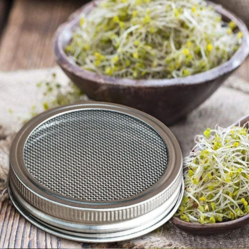 Seed Sprouter прорастание крышка комплект Sprouting банка с завинчивающейся крышкой с сито из нержавеющей стали крышки плиты выращивания Germinator поднос для рассады