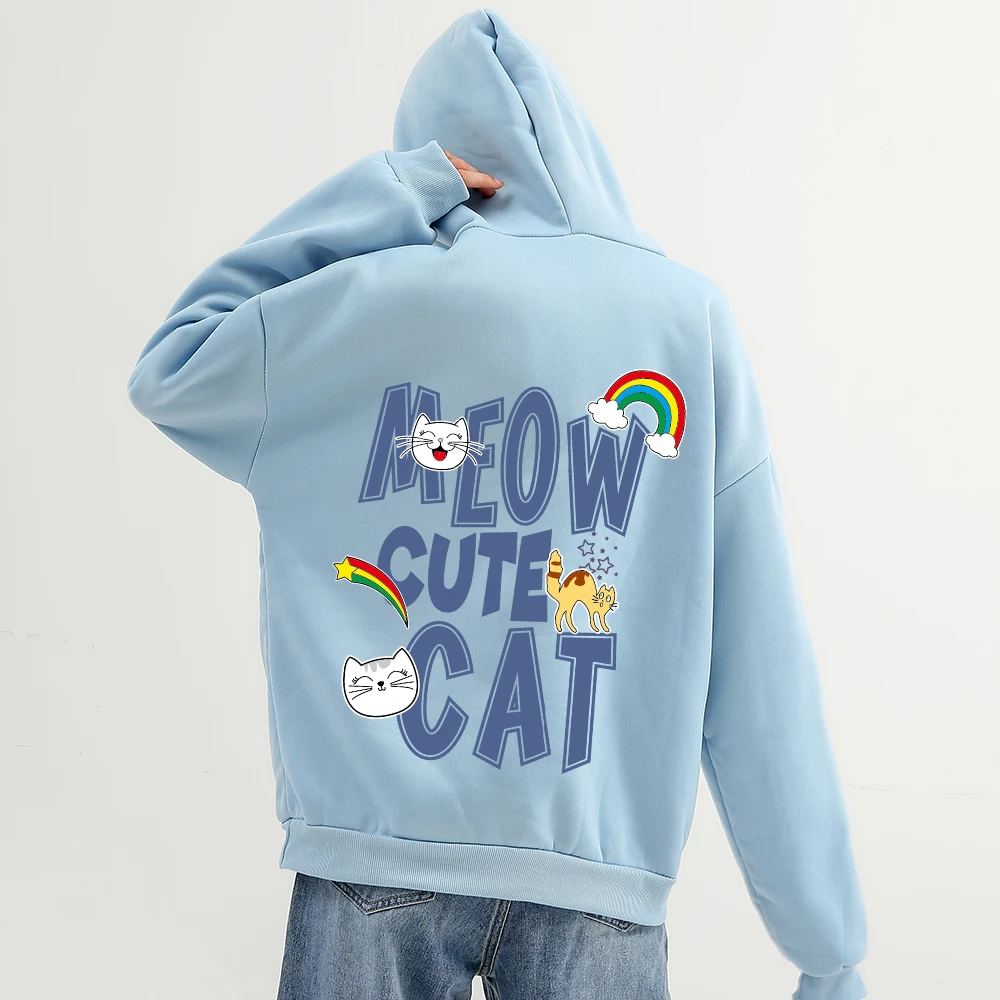 

Женская толстовка с капюшоном и принтом кошек, в стиле Харадзюку