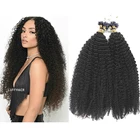 Кудрявые вьющиеся волосы для наращивания с микро-петлей монгольские афро кудрявые вьющиеся человеческие волосы Microbeads кольцевые волосы 30 дюймов 100 нитей для женщин