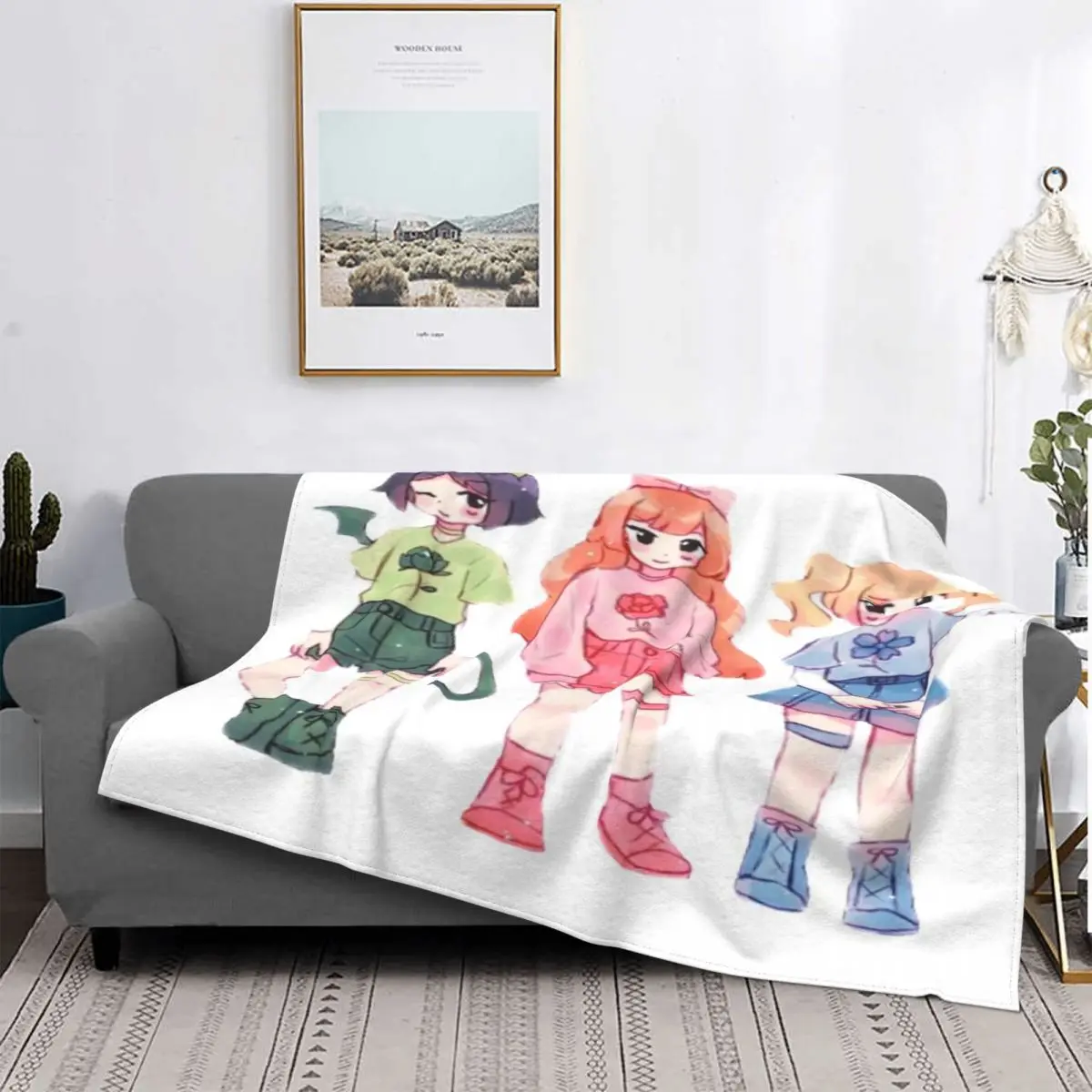 

Manta a cuadros para cama, manta de Anime para bebé, 3 unidades