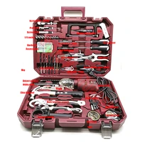 hand tool set general household repair tool kit with plastic impact drill storage case socket wrench screwdriver car repair too