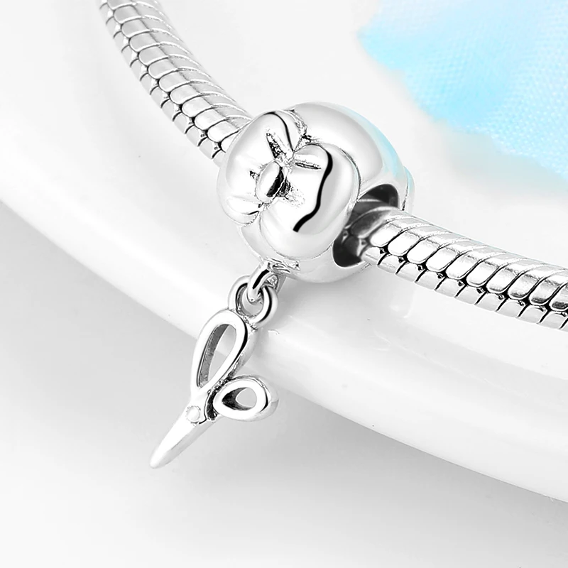 Новые 925 пробы серебряные портные пуговицы с бантами и ножницами подходят для