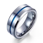Мужское Винтажное кольцо с синей линией, из нержавеющей стали, 8 мм, аксессуары для свадьбы, подарок