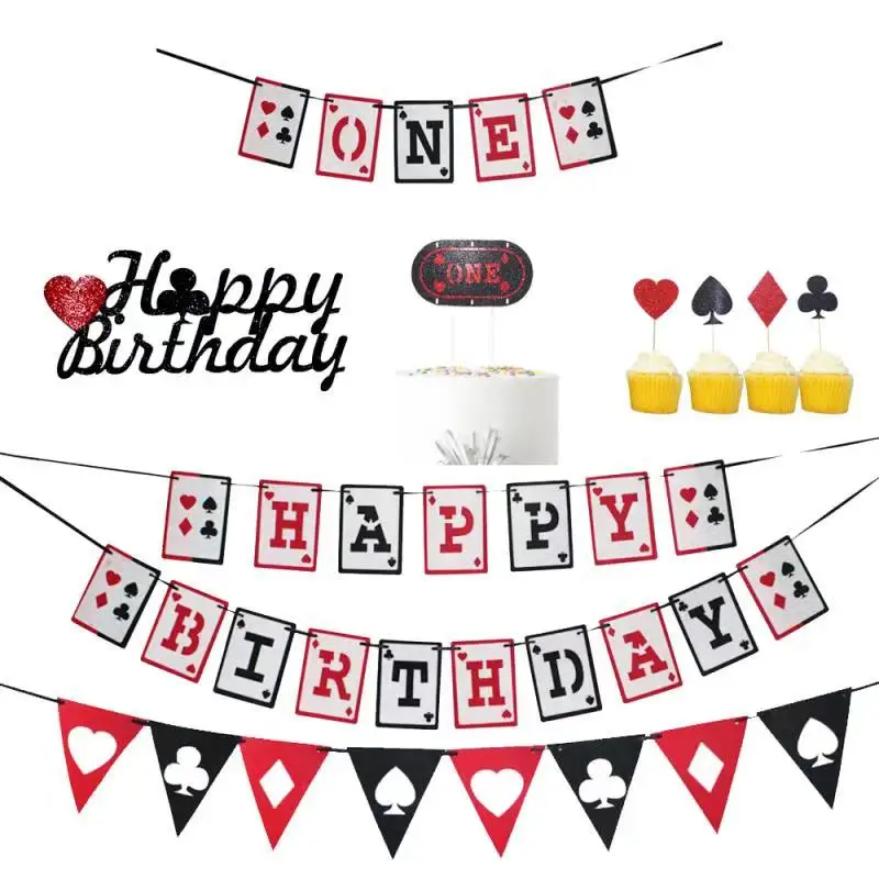 Баннер с надписью Ночной покер на день рождения казино Лас Вегас игральные карты