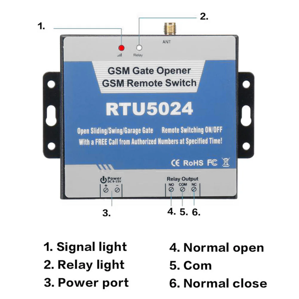 RTU5024 GSM Gate Opener Relay Switch Wireless Remote Control Door Access Long Antenna Free Call 850/900/1800/1900MHz | Обустройство